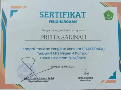 2025- PRESTASI SEBAGAI PASUKAN PENGIBAR BENDERA TERBAIK (PREITA SAKINAH)