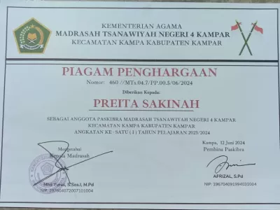 2024-PRESTASI SEBAGAI ANGGOTA PASKIB KECAMATAN KAMPA (PREITA SAKINAH)